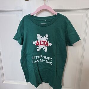 Alta Ski Green Kids T-Shirt "Better Skier Than My Dad" - Like NEW